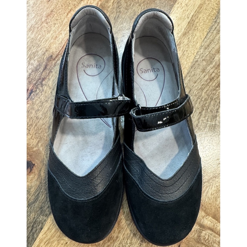 SANITA Black Suede Leather Mary Jane Comfort Shoes Women's EU 40